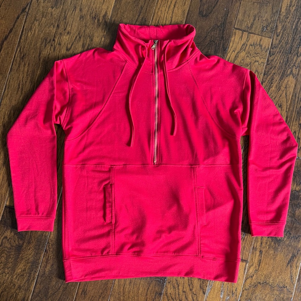 Women’s funnel neck Red Half-Zip Sweater - soft - NWT sz L